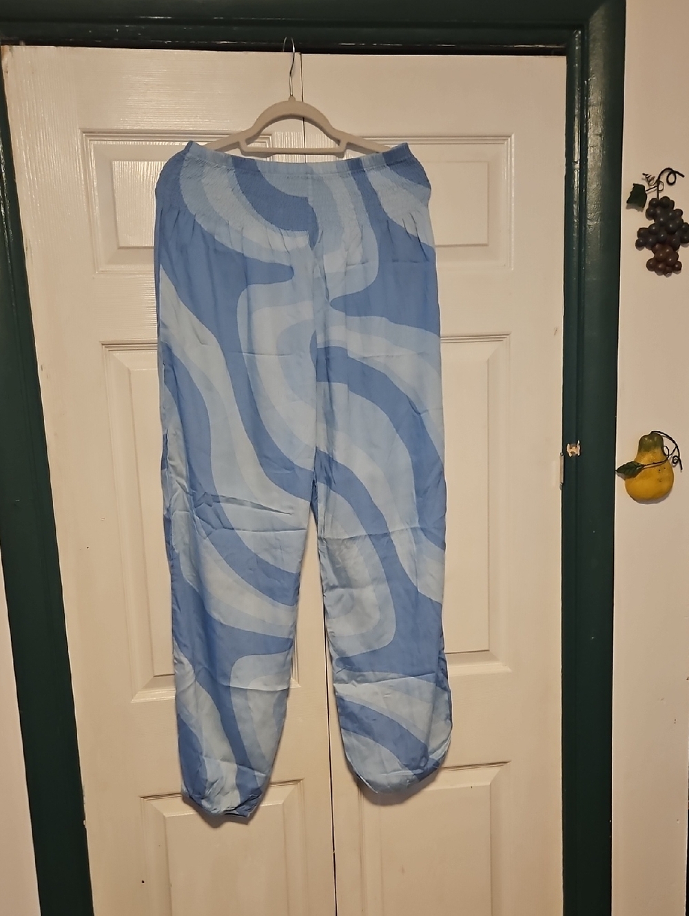 Light Blue Wave-Print Jogger Pants